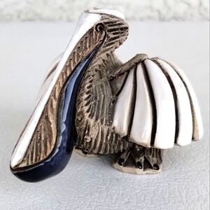 Artesania Rinconada Pelican Enameled Clay Sculpture Small Uruguay Vintage